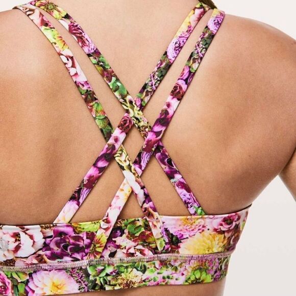 Lululemon sz 4 Energy Bra Nulux Inflorescent Multi excellent pink green yellow - Picture 9 of 10